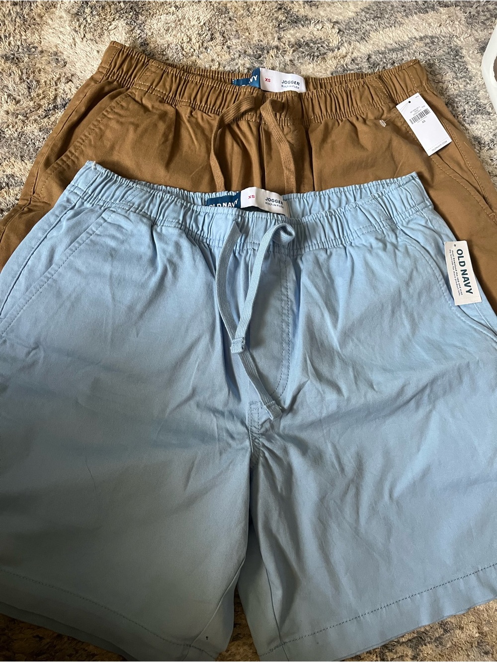 New Old Navy Jogger Shorts XS Blue & Brown Pair